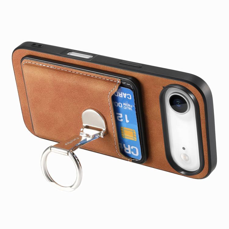 For iPhone Air Retro Folding Ring Holder Card Bag MagSafe Phone Case