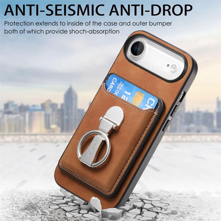 For iPhone Air Retro Folding Ring Holder Card Bag MagSafe Phone Case