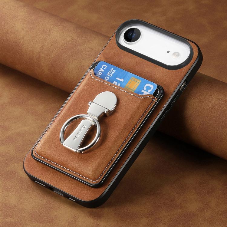 For iPhone Air Retro Folding Ring Holder Card Bag MagSafe Phone Case