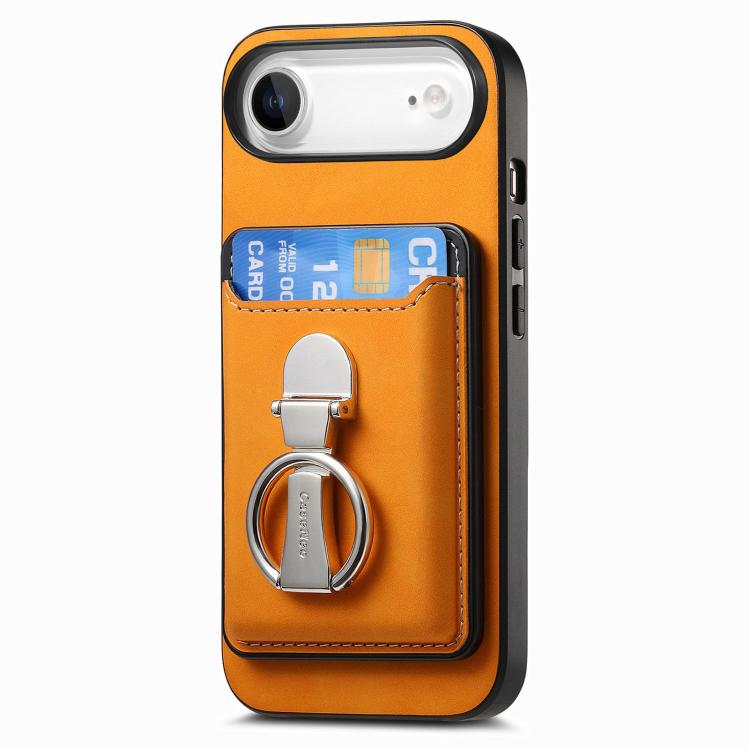 For iPhone Air Retro Folding Ring Holder Card Bag MagSafe Phone Case