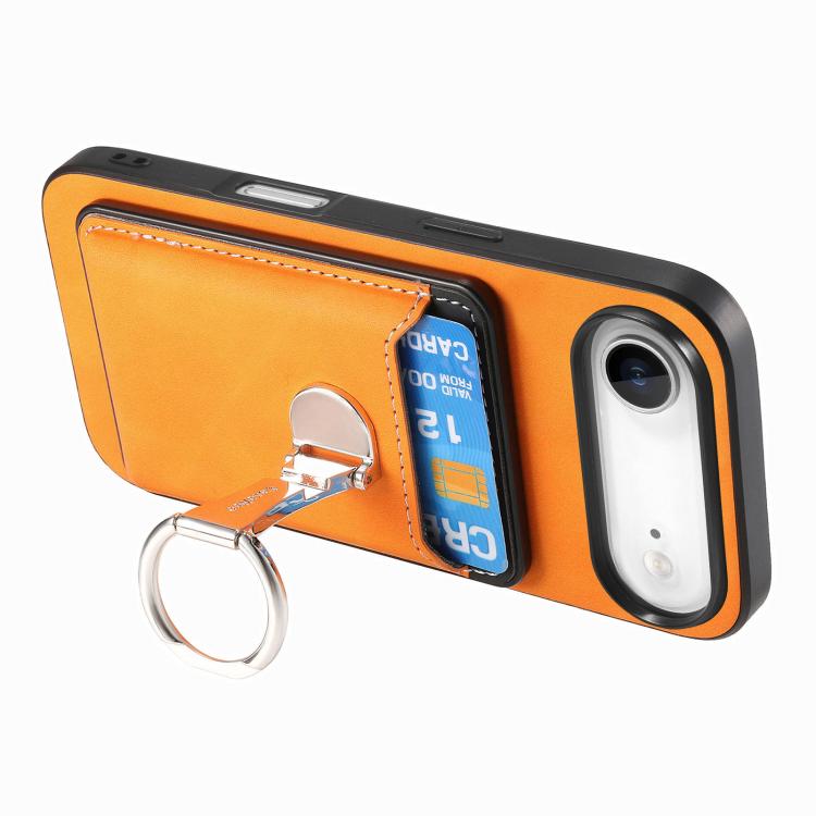 For iPhone Air Retro Folding Ring Holder Card Bag MagSafe Phone Case