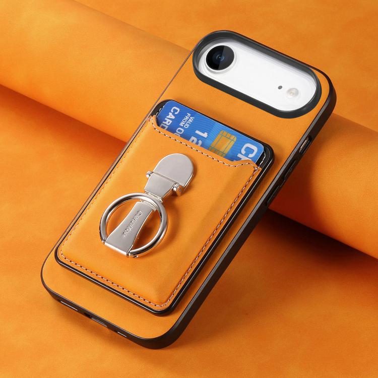 For iPhone Air Retro Folding Ring Holder Card Bag MagSafe Phone Case