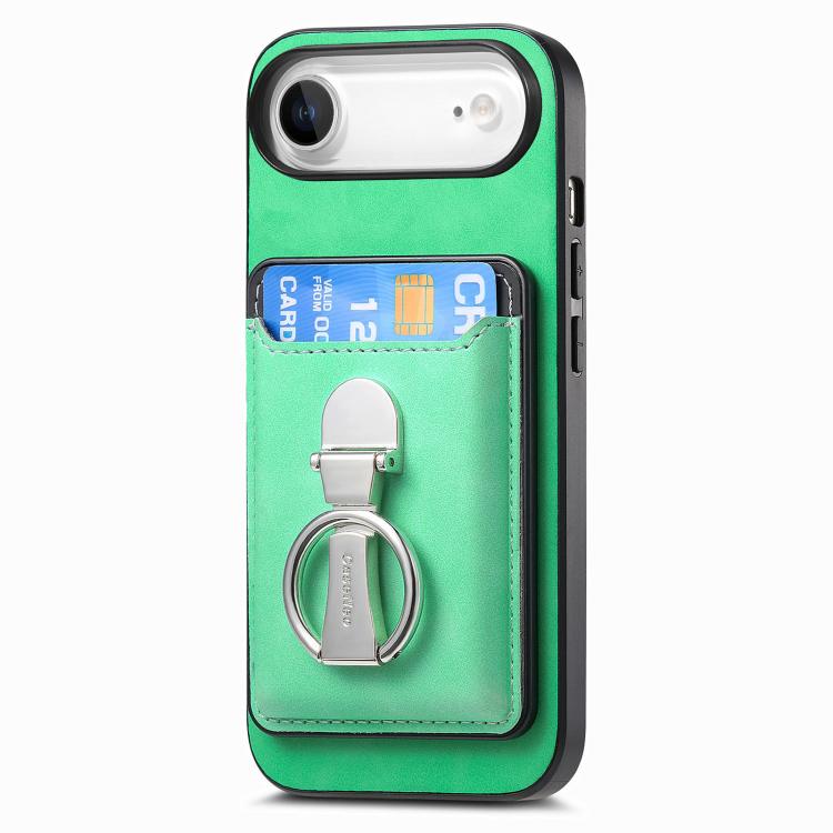 For iPhone Air Retro Folding Ring Holder Card Bag MagSafe Phone Case
