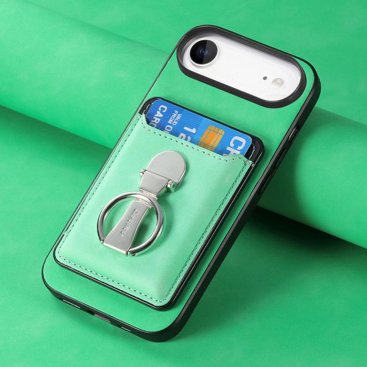 For iPhone Air Retro Folding Ring Holder Card Bag MagSafe Phone Case