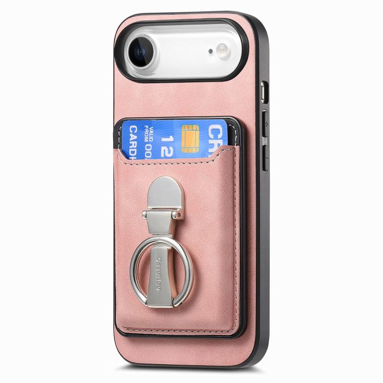 For iPhone Air Retro Folding Ring Holder Card Bag MagSafe Phone Case