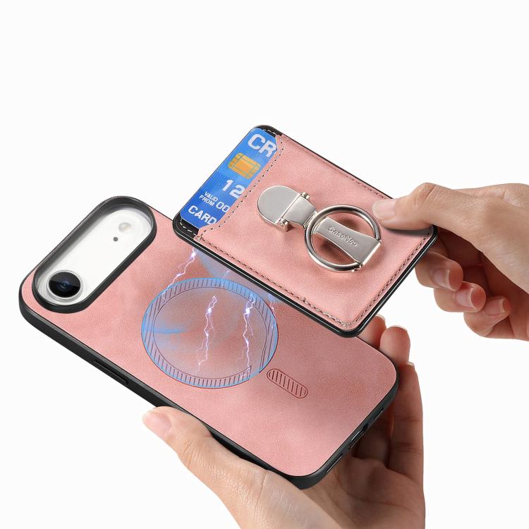 For iPhone Air Retro Folding Ring Holder Card Bag MagSafe Phone Case