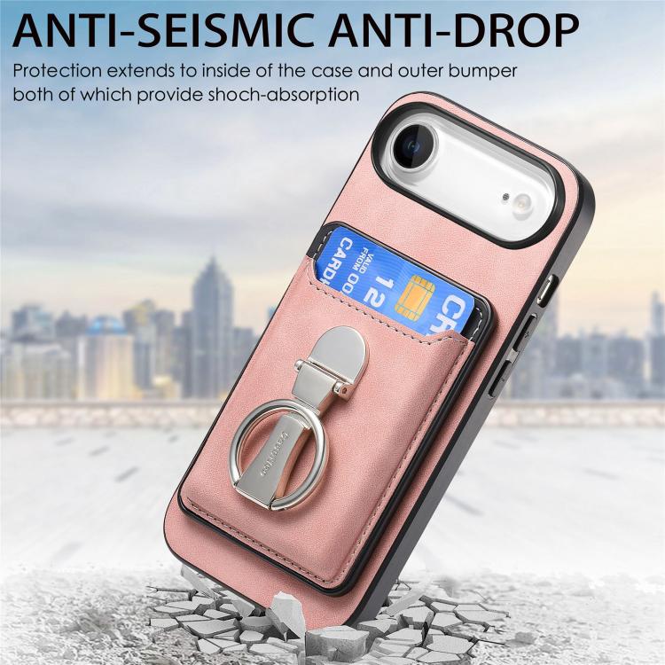 For iPhone Air Retro Folding Ring Holder Card Bag MagSafe Phone Case