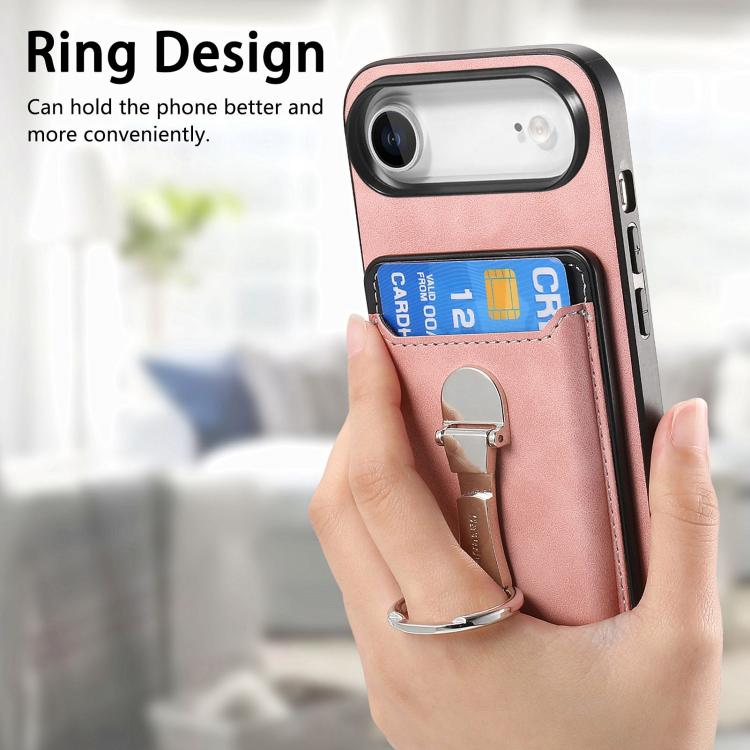 For iPhone Air Retro Folding Ring Holder Card Bag MagSafe Phone Case
