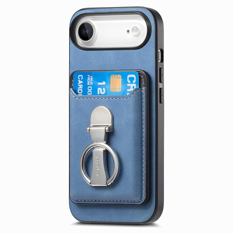 For iPhone Air Retro Folding Ring Holder Card Bag MagSafe Phone Case