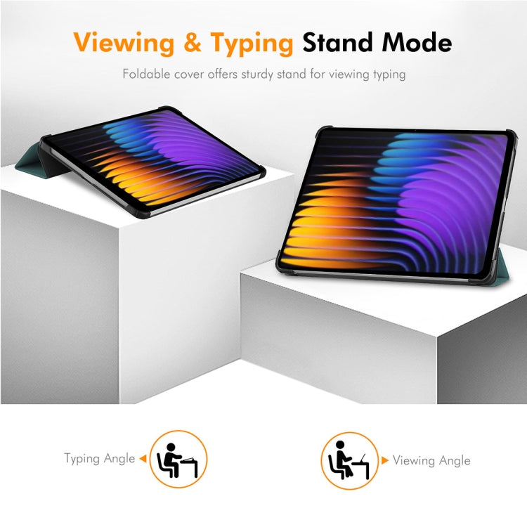 For Xiaomi Pad 7 / 7 Pro 11.2 ENKAY Tri-fold Custer Texture Leather Smart Tablet Case