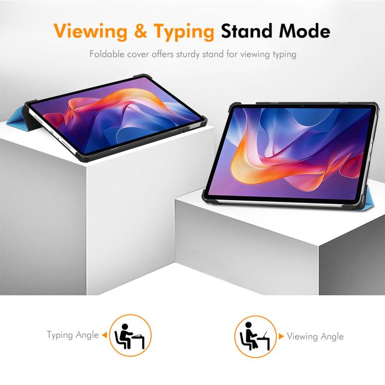 For Redmi Pad 2 11.0 ENKAY Tri-fold Custer Texture Leather Smart Tablet Case
