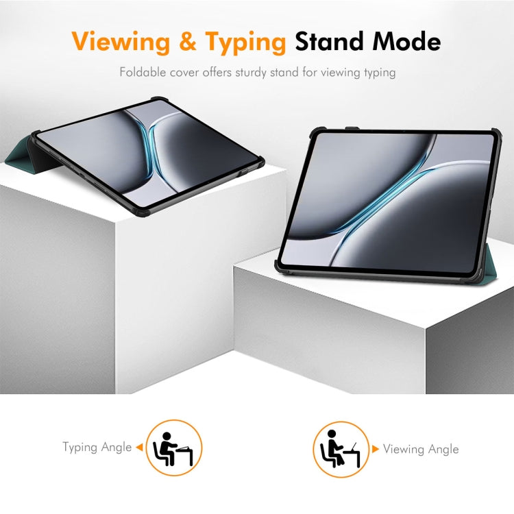 For OnePlus Pad 2 / Pad Pro 12.1 ENKAY Tri-fold Custer Texture Platic Leather Smart Tablet Case