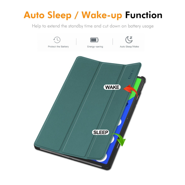 For Lenovo Xiaoxin Pad Pro 12.7 2025 ENKAY Tri-fold Custer Texture Platic Leather Smart Tablet Case