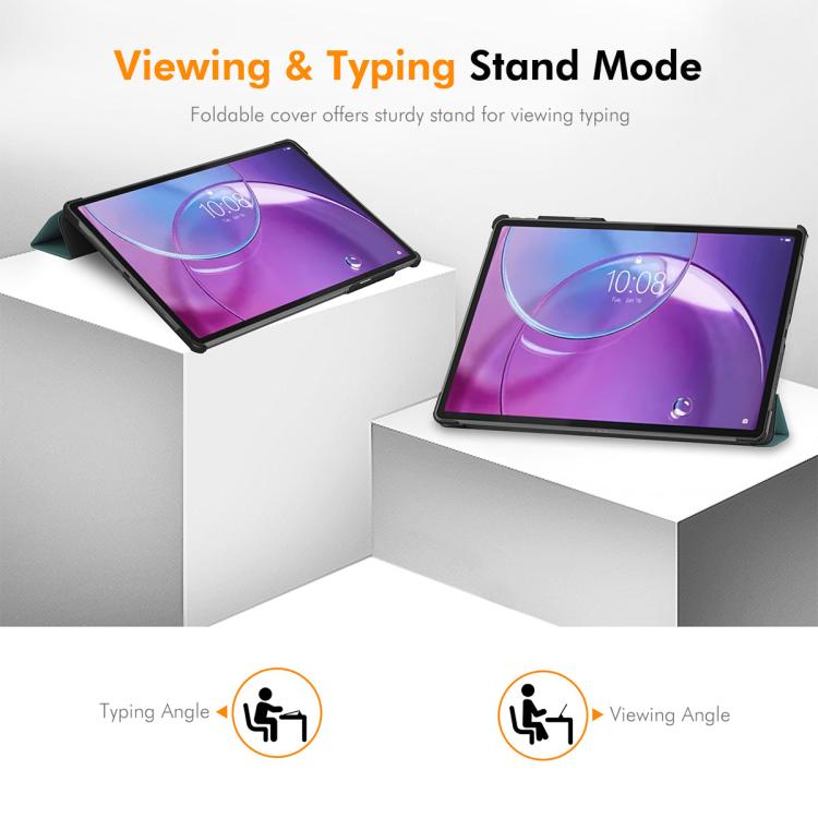 For Lenovo Idea Tab Pro Gen 2 13 inch ENKAY Tri-fold Custer Texture Platic Leather Smart Tablet Case