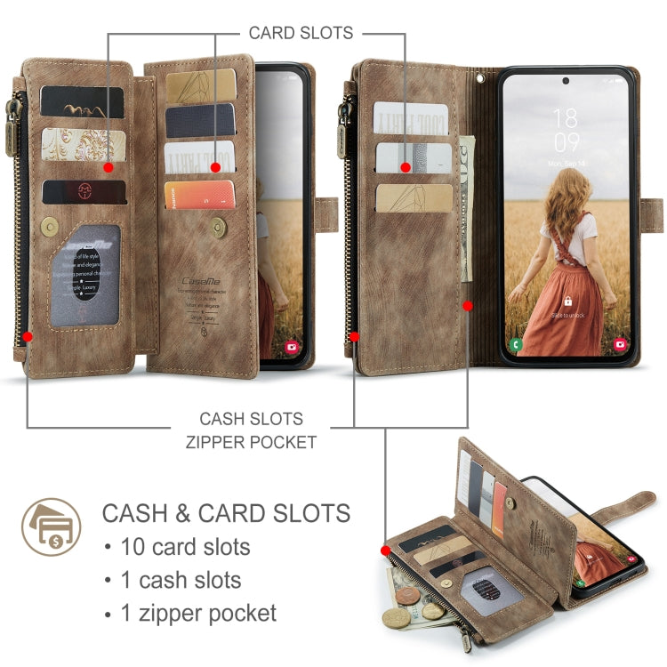 For Samsung Galaxy S24 FE 5G CaseMe C30 Card Slots Zipper Wallet Leather Phone Case