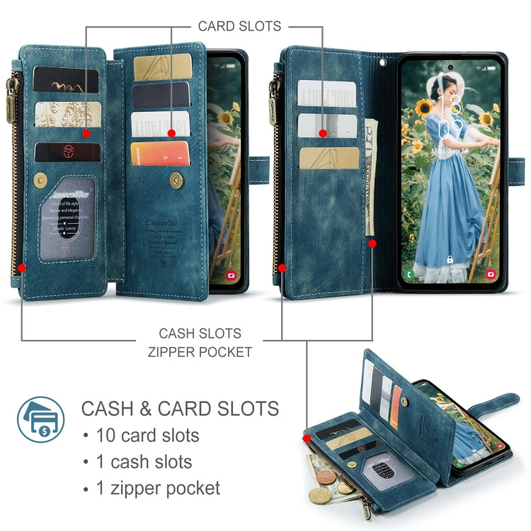 For Samsung Galaxy S24 FE 5G CaseMe C30 Card Slots Zipper Wallet Leather Phone Case