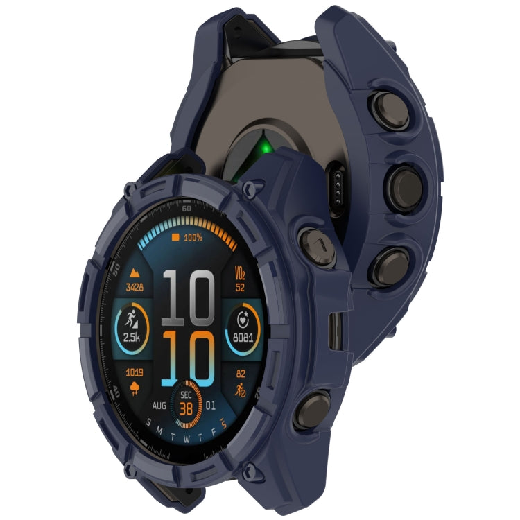 For Garmin Fenix 8 AMOLED 47mm Armor Hollow TPU Half Coverage Watch Protective Case