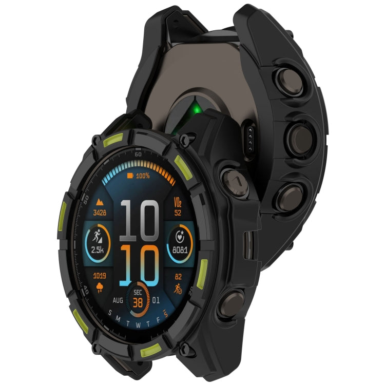 For Garmin Fenix 8 AMOLED 43mm Armor Hollow TPU Half Coverage Watch Protective Case