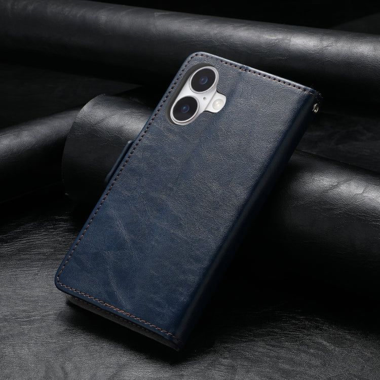 For iPhone 16 CaseNeo Splicing Dual Magnetic Buckle Leather Phone Case