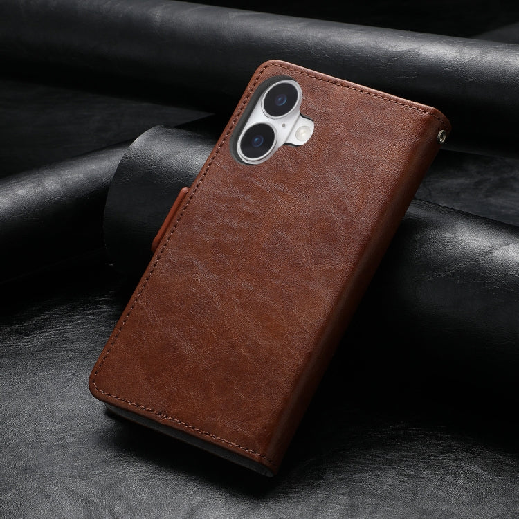 For iPhone 16 CaseNeo Splicing Dual Magnetic Buckle Leather Phone Case
