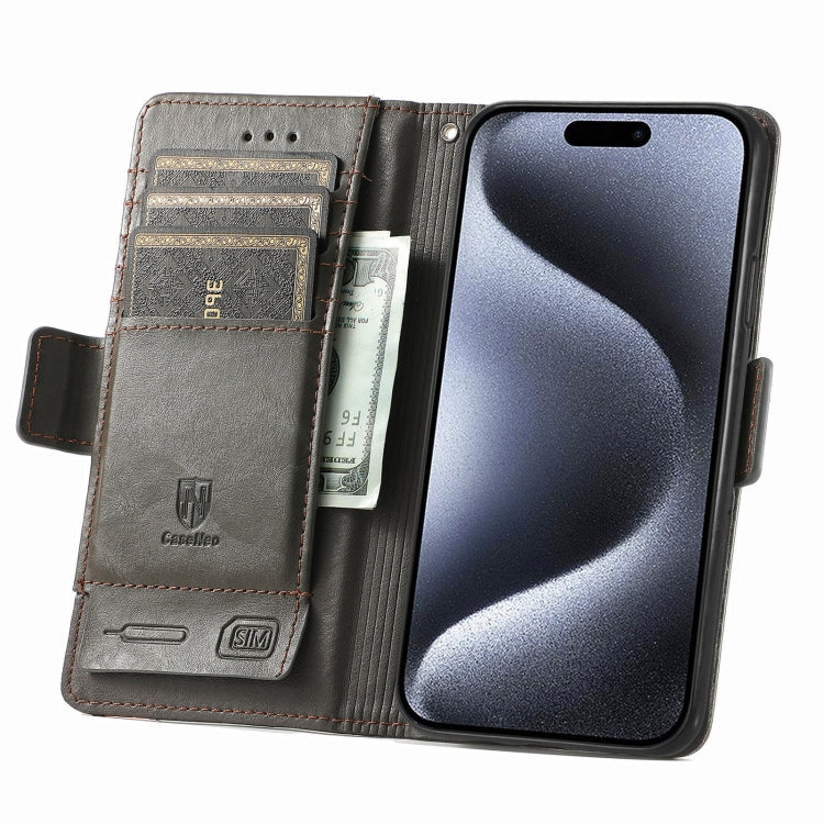 For iPhone 16 CaseNeo Splicing Dual Magnetic Buckle Leather Phone Case