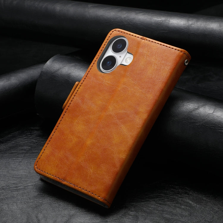 For iPhone 16 CaseNeo Splicing Dual Magnetic Buckle Leather Phone Case