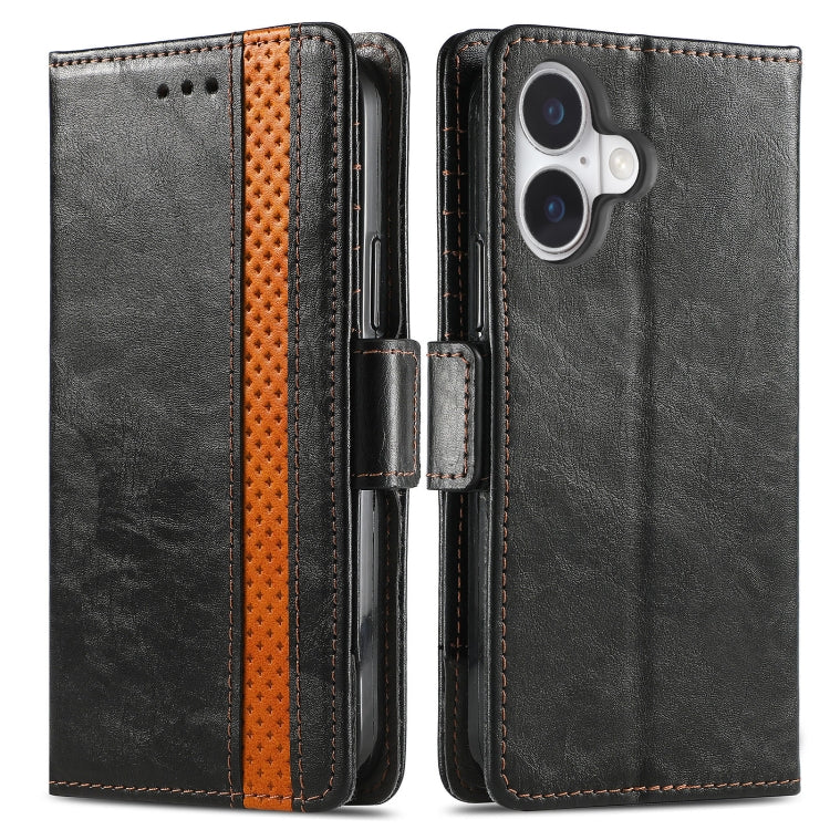 For iPhone 16 Plus CaseNeo Splicing Dual Magnetic Buckle Leather Phone Case