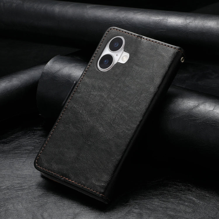 For iPhone 16 Plus CaseNeo Splicing Dual Magnetic Buckle Leather Phone Case