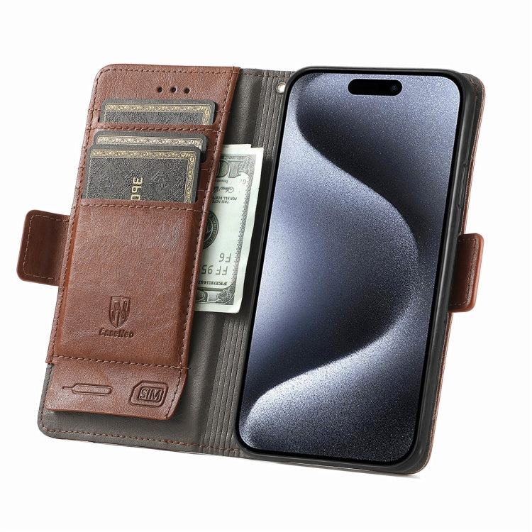 For iPhone 16 Plus CaseNeo Splicing Dual Magnetic Buckle Leather Phone Case