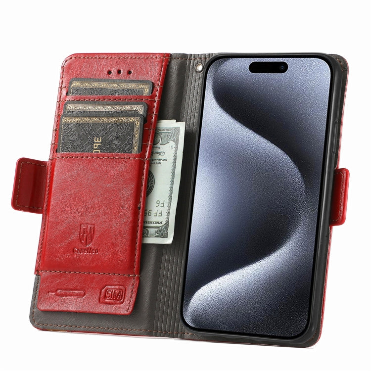 For iPhone 16 Plus CaseNeo Splicing Dual Magnetic Buckle Leather Phone Case