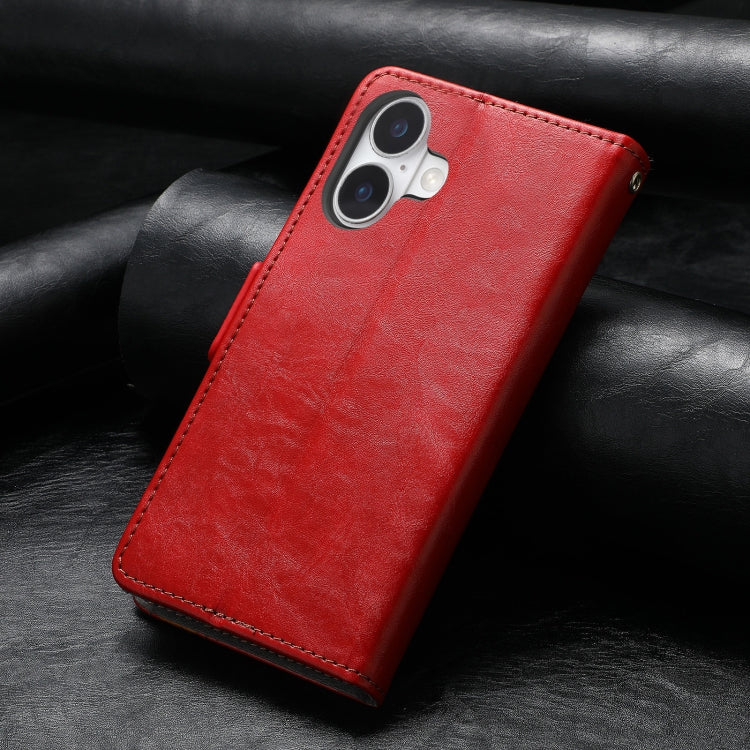 For iPhone 16 Plus CaseNeo Splicing Dual Magnetic Buckle Leather Phone Case