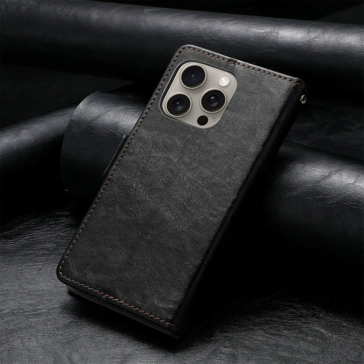 For iPhone 16 Pro Max CaseNeo Splicing Dual Magnetic Buckle Leather Phone Case