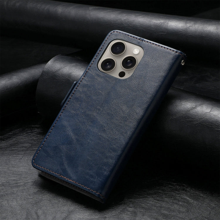 For iPhone 16 Pro Max CaseNeo Splicing Dual Magnetic Buckle Leather Phone Case