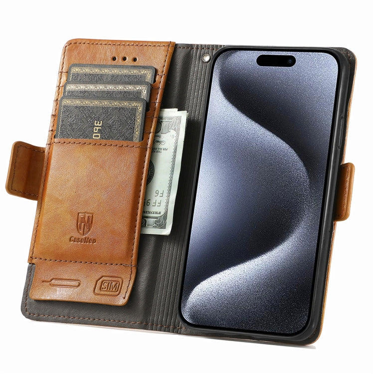 For iPhone 16 Pro Max CaseNeo Splicing Dual Magnetic Buckle Leather Phone Case