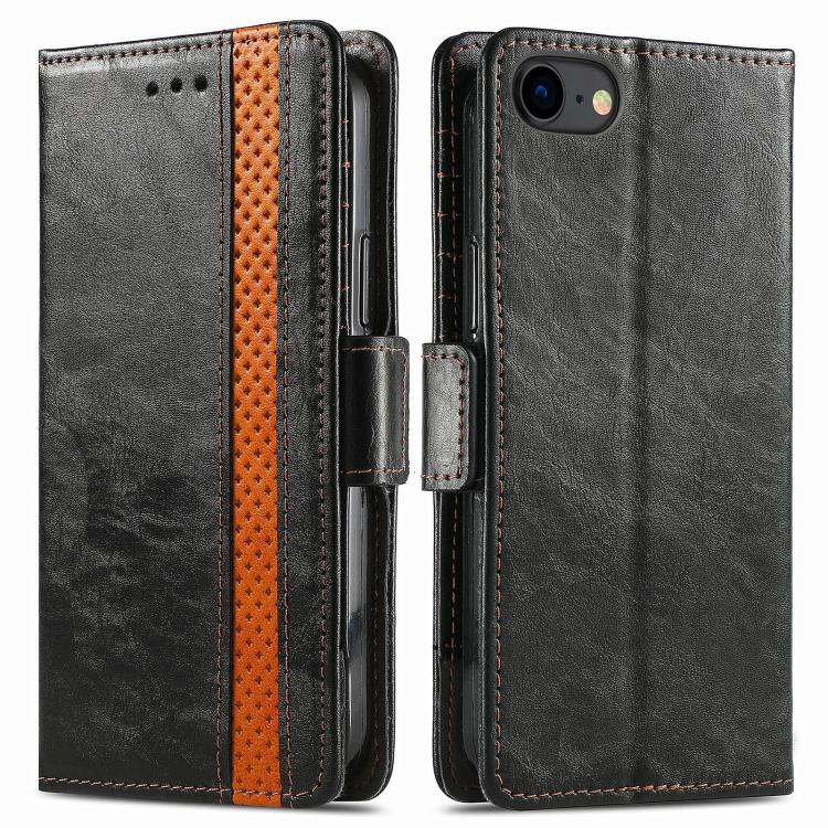 For iPhone 17e / 16e CaseNeo Splicing Dual Magnetic Buckle Leather Phone Case