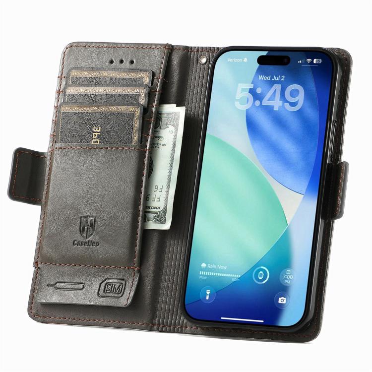 For iPhone 17 CaseNeo Splicing Dual Magnetic Buckle Leather Phone Case