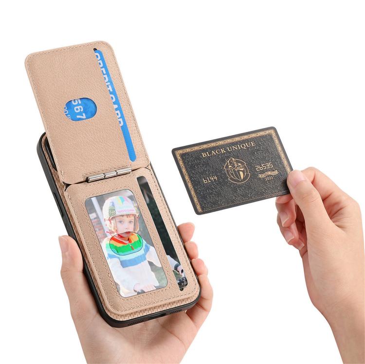 For iPhone 17e / 16e Carbon Fiber MagSafe Vertical Flip Card Bag Phone Case