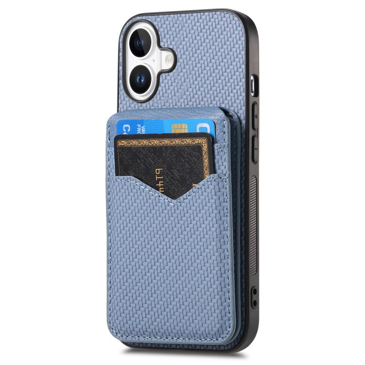 For iPhone 17 Carbon Fiber MagSafe Vertical Flip Card Bag Phone Case