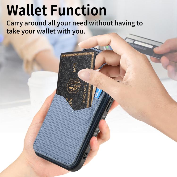 For iPhone 17 Carbon Fiber MagSafe Vertical Flip Card Bag Phone Case