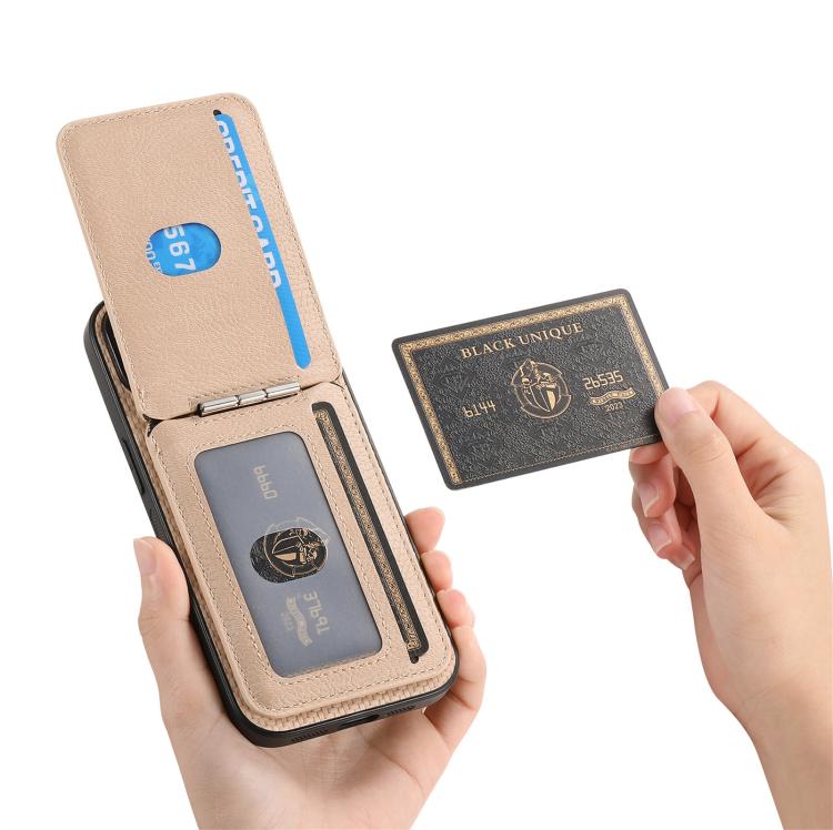 For iPhone Air Carbon Fiber MagSafe Vertical Flip Card Bag Phone Case