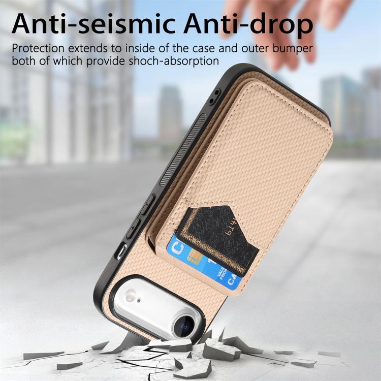 For iPhone Air Carbon Fiber MagSafe Vertical Flip Card Bag Phone Case