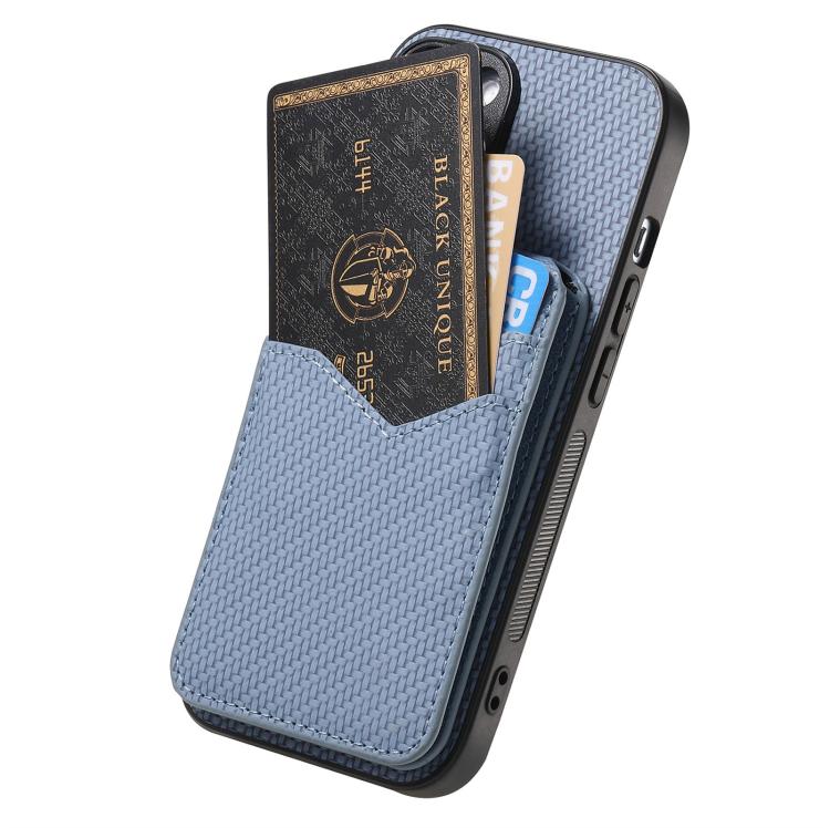 For iPhone Air Carbon Fiber MagSafe Vertical Flip Card Bag Phone Case