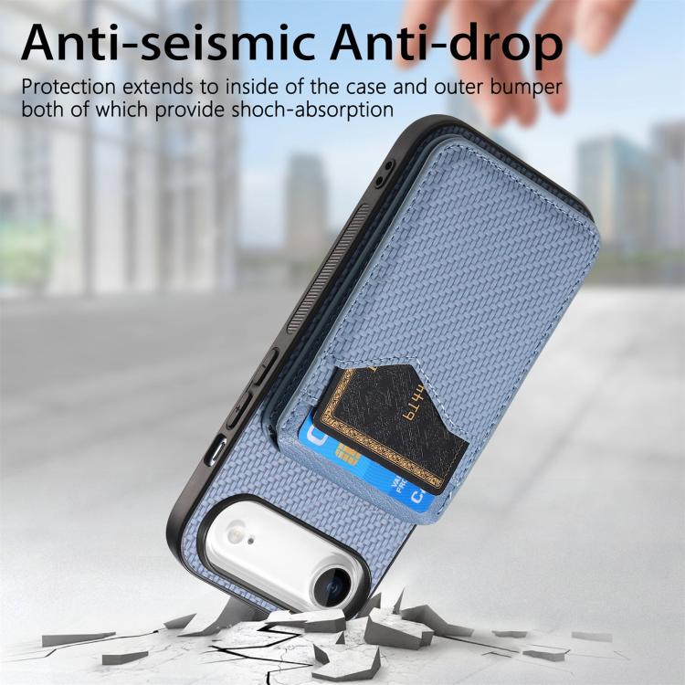 For iPhone Air Carbon Fiber MagSafe Vertical Flip Card Bag Phone Case