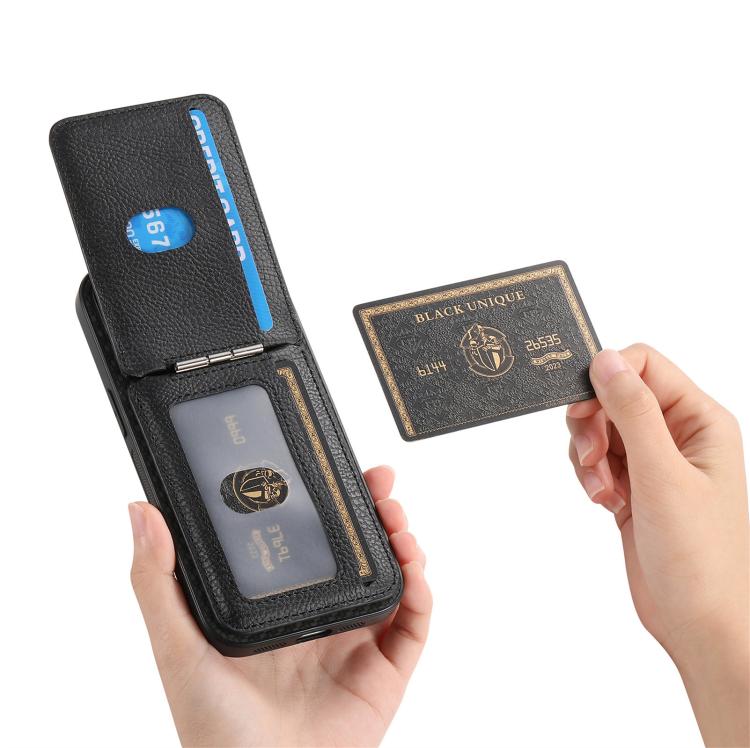 For iPhone Air Carbon Fiber MagSafe Vertical Flip Card Bag Phone Case