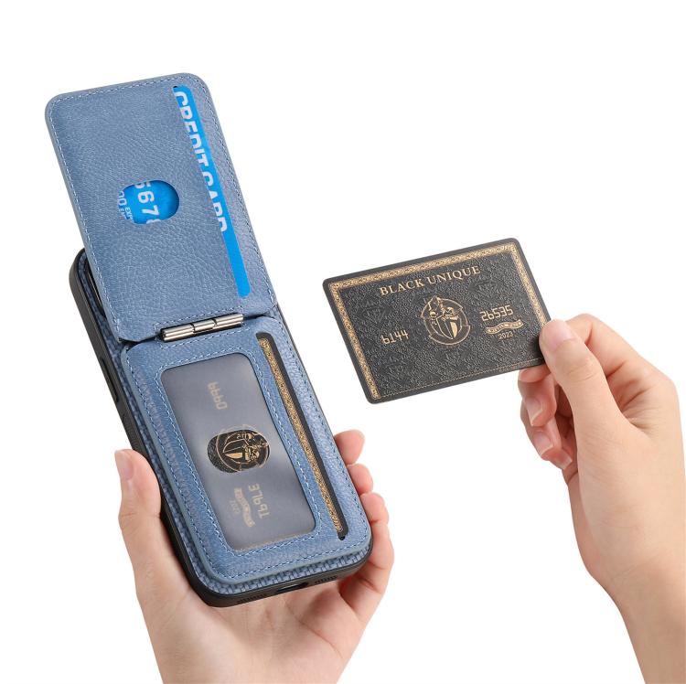 For iPhone 17 Pro Max Carbon Fiber MagSafe Vertical Flip Card Bag Phone Case