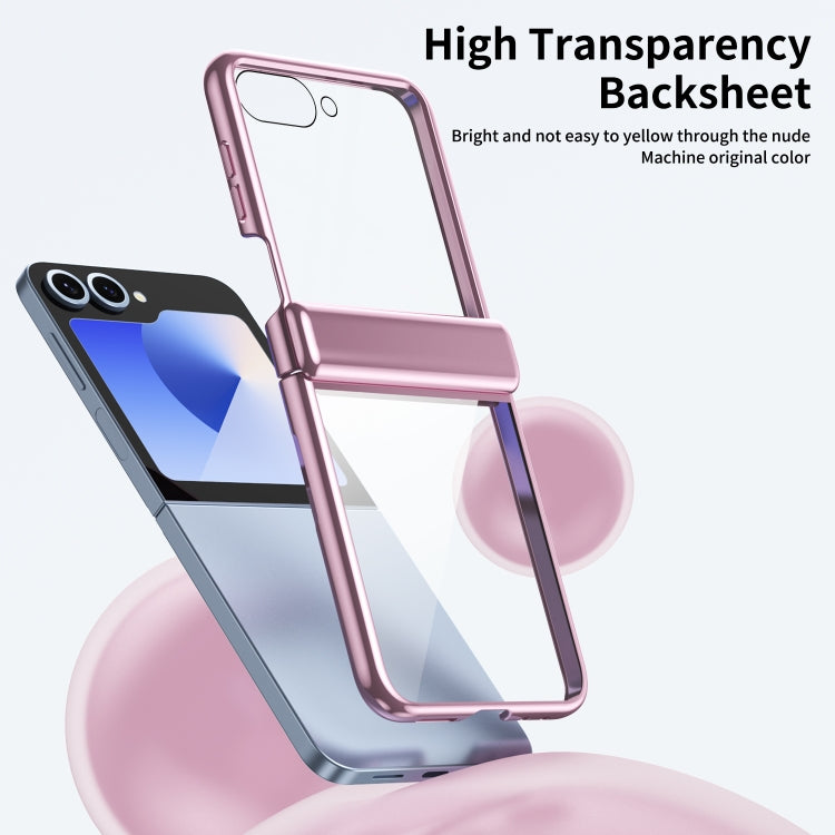 For Samsung Galaxy Z Flip5 Plating Transparent Folding Hinged Phone Case