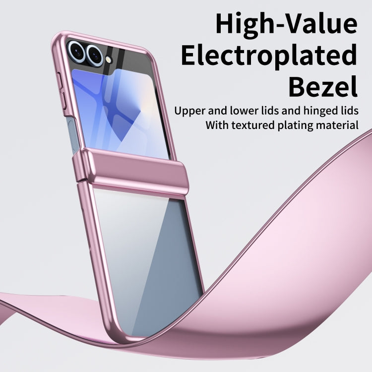 For Samsung Galaxy Z Flip5 Plating Transparent Folding Hinged Phone Case