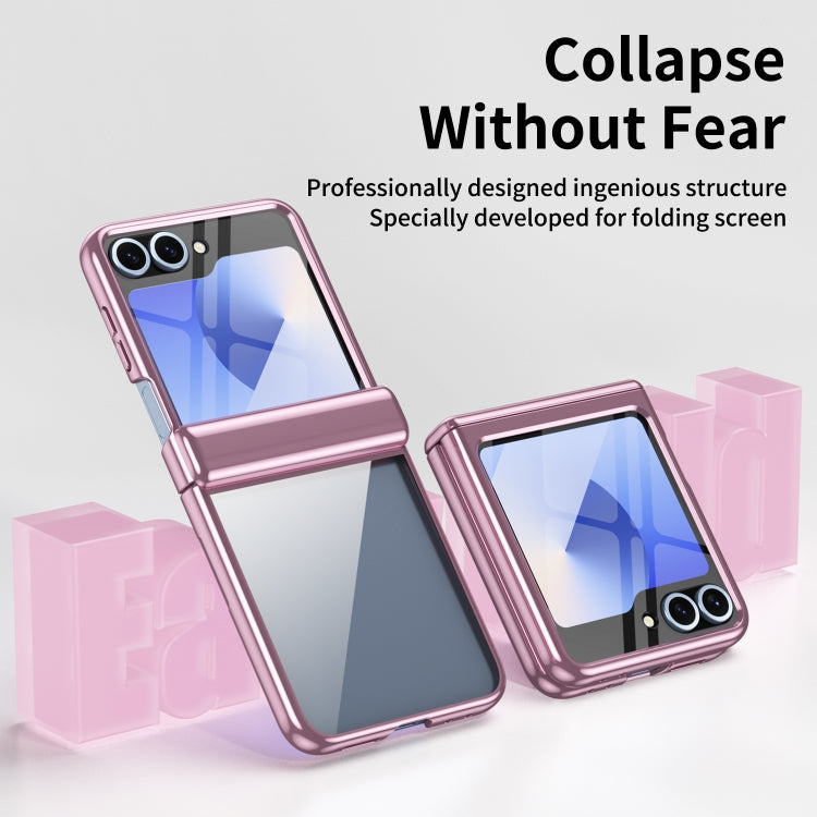 For Samsung Galaxy Z Flip5 Plating Transparent Folding Hinged Phone Case