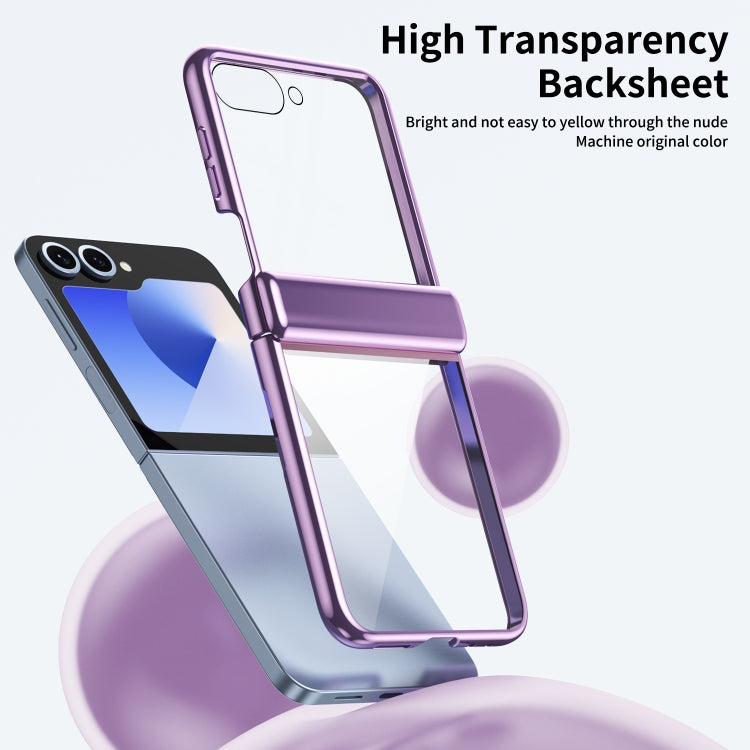 For Samsung Galaxy Z Flip5 Plating Transparent Folding Hinged Phone Case