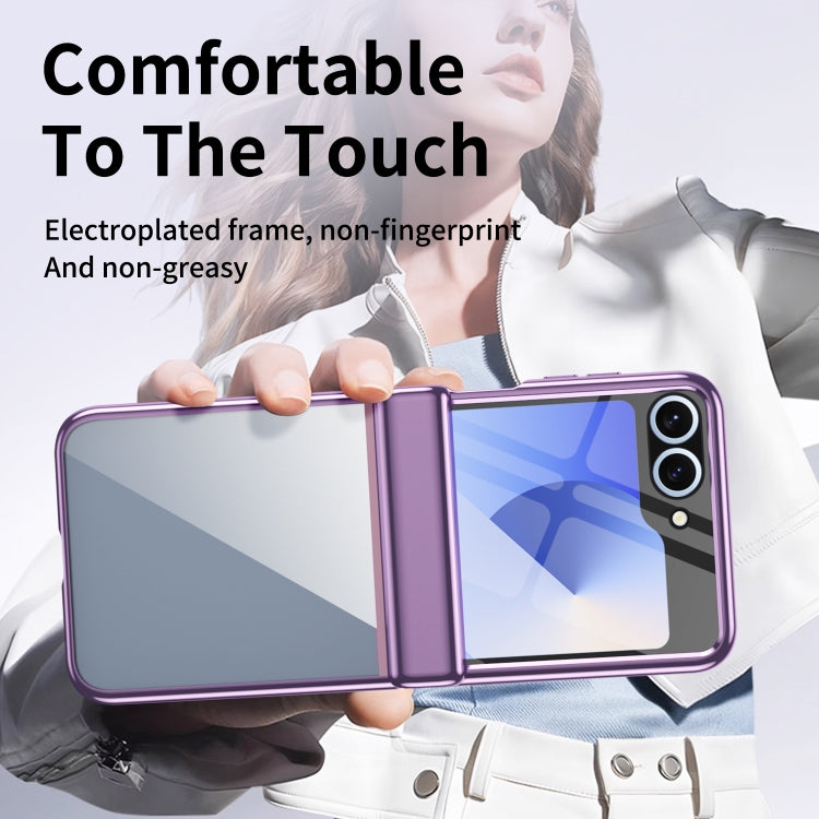 For Samsung Galaxy Z Flip5 Plating Transparent Folding Hinged Phone Case